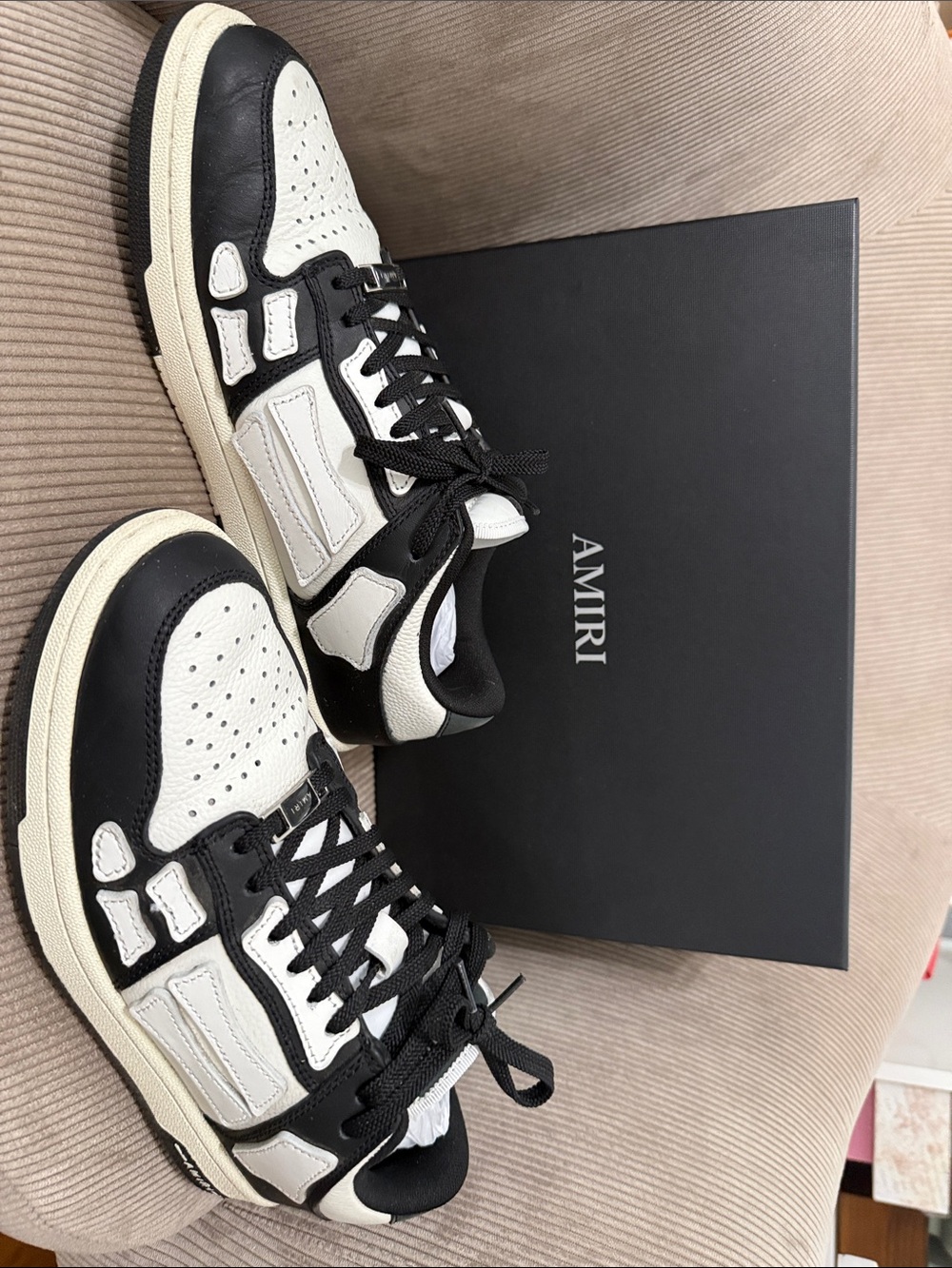AMIRI Black and White Low-Top Leather Sneakers
